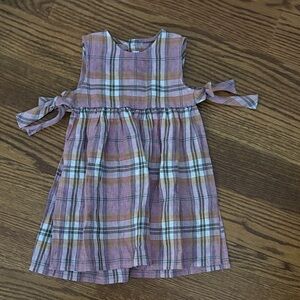 Il Gufo Purple and Tan Plaid Kids Dress